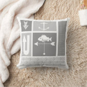 グレーパーソナライズされた航海のイエローカラーブロック クッション (ブランケット)