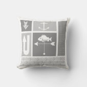 グレーパーソナライズされた航海のイエローカラーブロック クッション (正面)