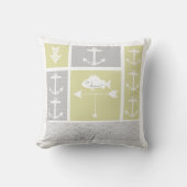 グレーパーソナライズされた航海のイエローカラーブロック クッション (正面)