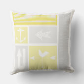 グレーパーソナライズされた航海のイエローカラーブロック クッション (裏面)