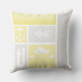 グレーパーソナライズされた航海のイエローカラーブロック クッション (裏面)