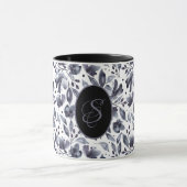 グレーパーソナライズされた&バイオレモダンート水色フローラ マグカップ (中央)