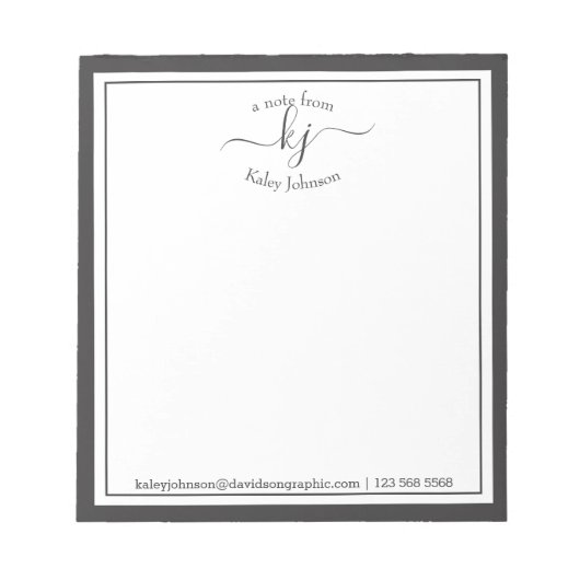 グレーパーソナライズされた |メモ帳から ノートパッド (正面)