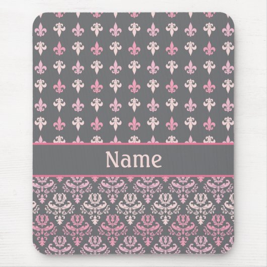 グレーパーソナライズされた（紋章の）フラ・ダ・リダマスクパターン マウスパッド (正面)