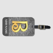 グレーパーソナライズされた&金ゴールドモノグラム文字B ラゲッジタグ (正面横)