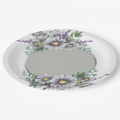 グレーパープルの水彩花 ペーパープレート (アングル)