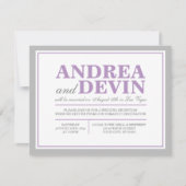 グレーパープルの結婚式の披露宴のみの招待状 招待状 (正面)