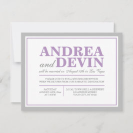 グレーパープルの結婚式の披露宴のみの招待状 招待状