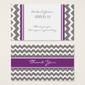 グレーパープルシェブロン結婚式の引き出物ラベル (正面&裏面)