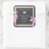 グレーパープル金ゴールド製品ラベルカスタムロゴフローラ スクエアシール (バッグ)