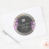 グレーパープル金ゴールド製品ラベルカスタムロゴフローラ ラウンドシール (封筒)