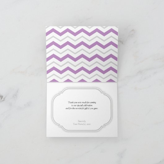 グレーパープル シェブロン モダン ありがとうカード サンキューカード (内部)