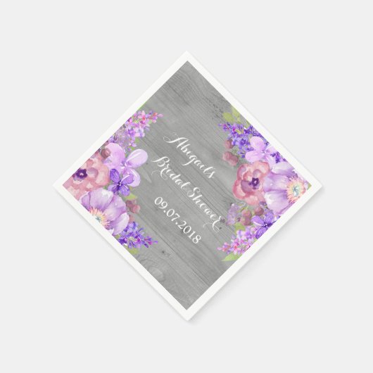 グレーパーレ薄紫フローラブライダルシャワーナプキンス スタンダードカクテルナプキン (角)