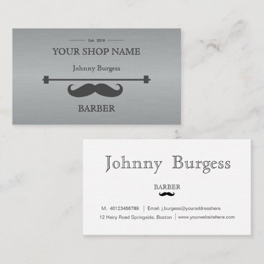 グレーヒップスタープロフェッショナル理容師鋼モダン材 名刺 (正面/裏面)