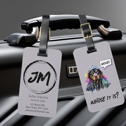 グレーヒップホップロットワイラー ラゲッジタグ