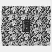 グレーヒューズフローラ毛布と名前をカスタムするモノグラム フリースブランケット (正面(横))