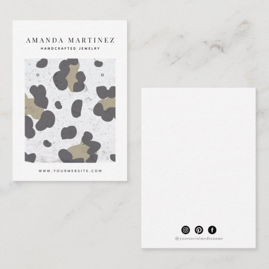 グレーヒョウ柄イヤリング表示名刺 名刺 (正面/裏面)