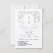 グレービクトリアンモノグラム結婚クレスト 招待状 (正面)