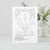 グレービクトリアンモノグラム結婚クレスト 招待状 (スタンド正面)