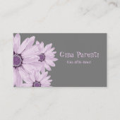 グレービジネスカード上の美しいラベンダーデイジー 名刺 (正面)