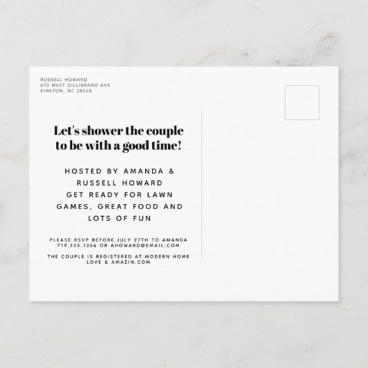 グレーピクニックプレイドクロスI do BBQ招待状 ポストカード (裏面)