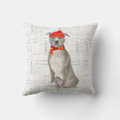 グレーピットブルテリアウォーターカラークリスマス クッション (裏面)