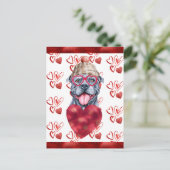 グレーピットブルハートドッグラバーバレンタインギフト シーズンポストカード (スタンド正面)