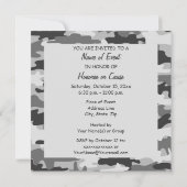 グレーピューター迷彩柄カモフラージュパーティーイベントスクエア 招待状 (裏面)