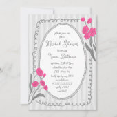グレーピンクお洒落の手絵を描ブライダルシャワー 招待状 (正面)