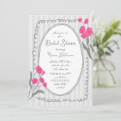 グレーピンクお洒落の手絵を描ブライダルシャワー 招待状 (スタンド正面)