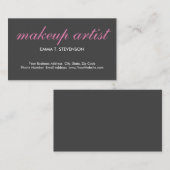 グレーピンクかわいいプレーンメイクアップアーティスト 名刺 (正面/裏面)