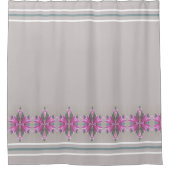 グレーピンクとティール（緑がかった色）エレガント設計 シャワーカーテン (正面)