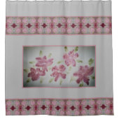 グレーピンクとブルゴーニュエレガント シャワーカーテン (正面)