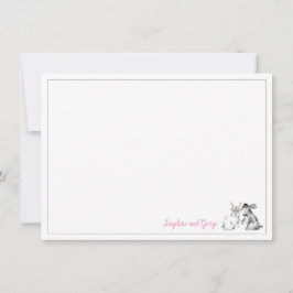 グレーピンクと白のバニーウサギ 招待状