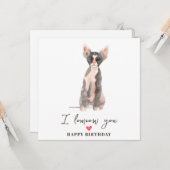 グレーピンクのスフィンクス猫のママと子犬のペットの誕生日 カード (正面/裏面インサイチュ)