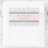 グレーピンクのダマスク赤ちゃんシャワー好意ステッカー 長方形シール (バッグ)