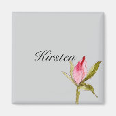 グレーピンクのバラのつぼみ花 マグネット (正面)