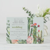 グレーピンクのフローラカッティ動物水の色結婚の色 招待状 (スタンド正面)