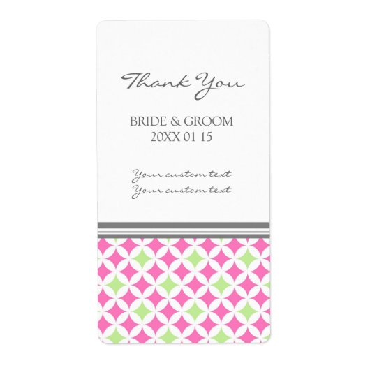グレーピンクのライムパターンのウェディングラベル ラベル (正面)