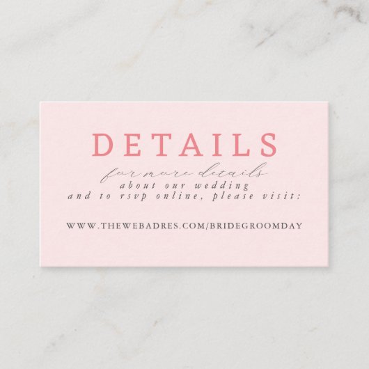 グレーピンクの手描きワイルドフラワー結婚の詳細 エンクロージャーカード (正面)