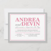 グレーピンクの結婚式の披露宴のみの招待状 招待状 (正面)