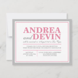 グレーピンクの結婚式の披露宴のみの招待状 招待状