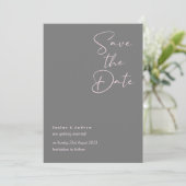 グレーピンクの結婚式の招待状(save the date) 招待状 (スタンド正面)