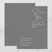 グレーピンクの結婚式の招待状(save the date) 招待状 (正面/裏面)