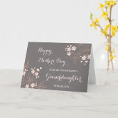 グレーピンクの花グランドドーターハッピー母 カード (黄色い花)