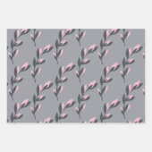 グレーピンクの花柄ラッピングシート ラッピングペーパーシート (正面3)