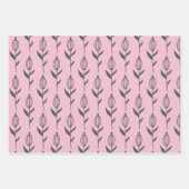 グレーピンクの花柄ラッピングシート ラッピングペーパーシート (正面2)