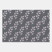 グレーピンクの花柄ラッピングシート ラッピングペーパーシート (正面)