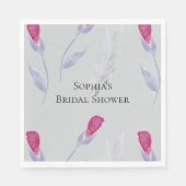 グレーピンクの花 ブライダルシャワー スタンダードランチョンナプキン (正面)
