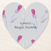 グレーピンクの花 ブライダルシャワー ペーパーコースター (正面)